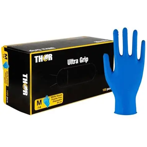 Thor Ultra Grip handschoen nitril blauw met visschub structuur (5x100)